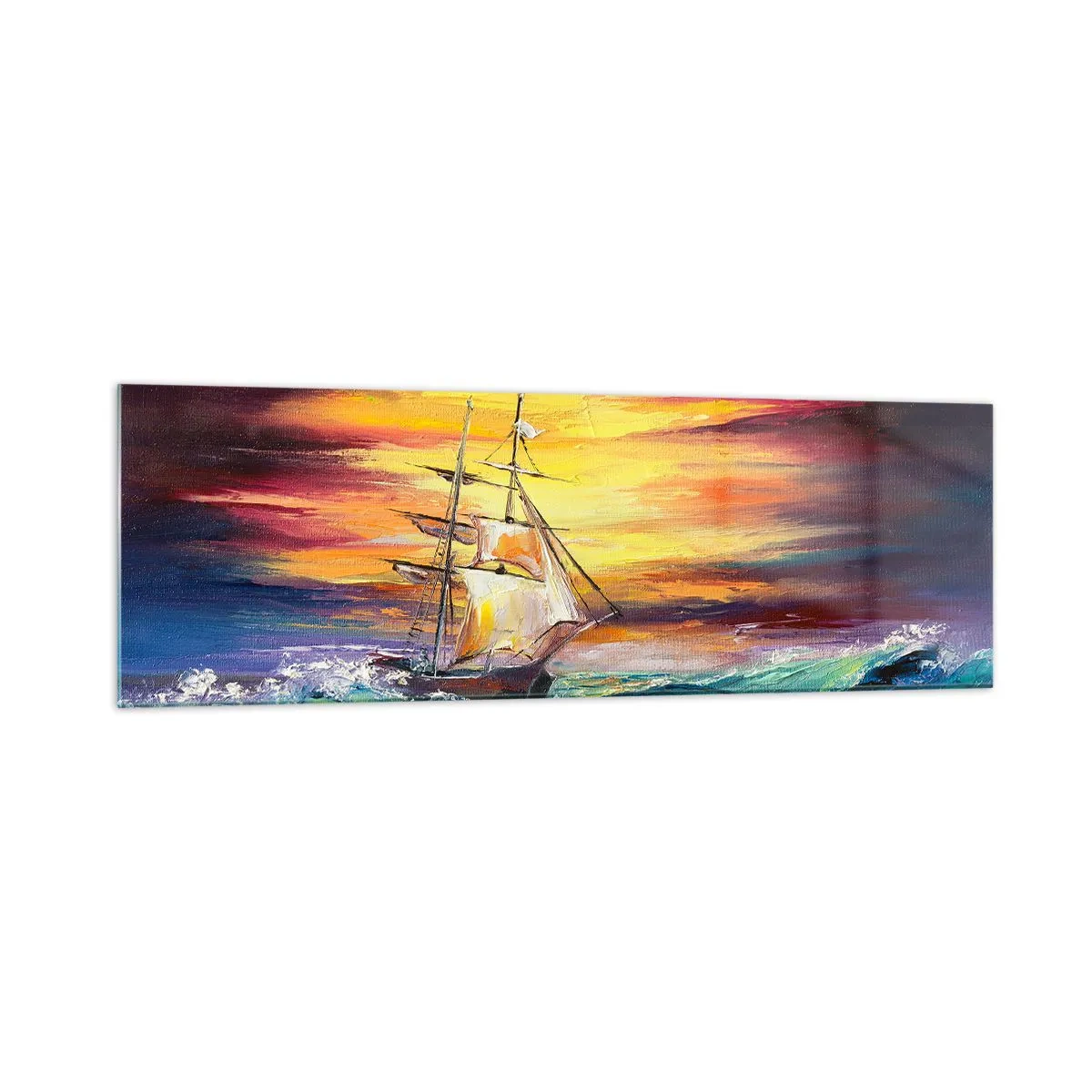 Obraz na skle - Statočne proti vlnám - 160x50 cm