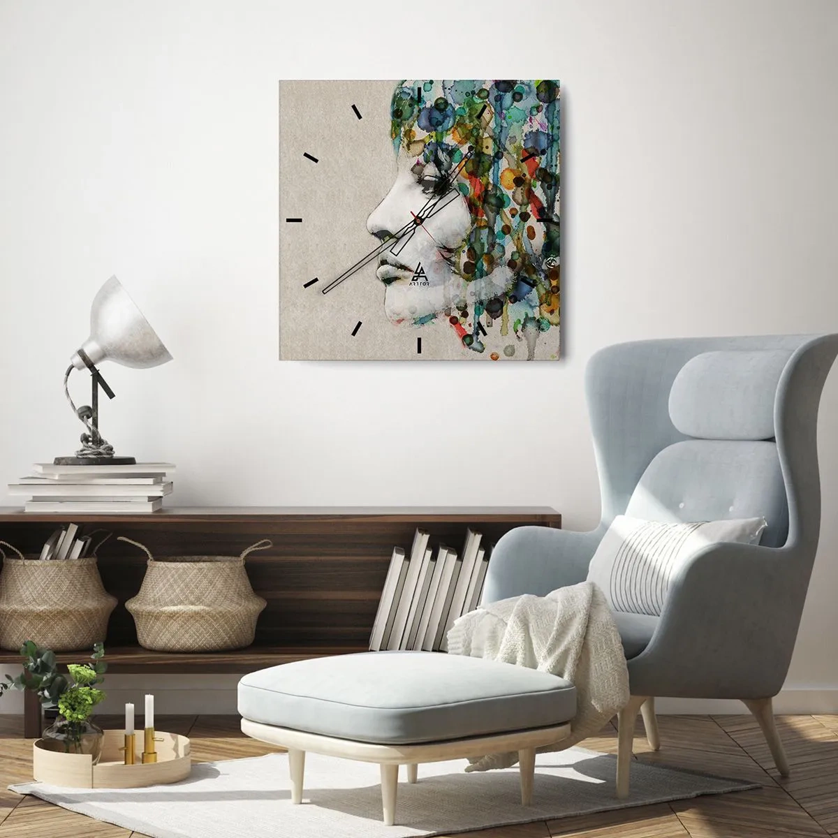 Nástenné hodiny - Vynorila sa zo šedej - 40x40 cm