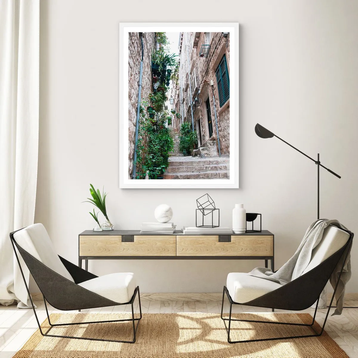 Plagát v bielom ráme - Kúzlo starého mesta - 70x100 cm