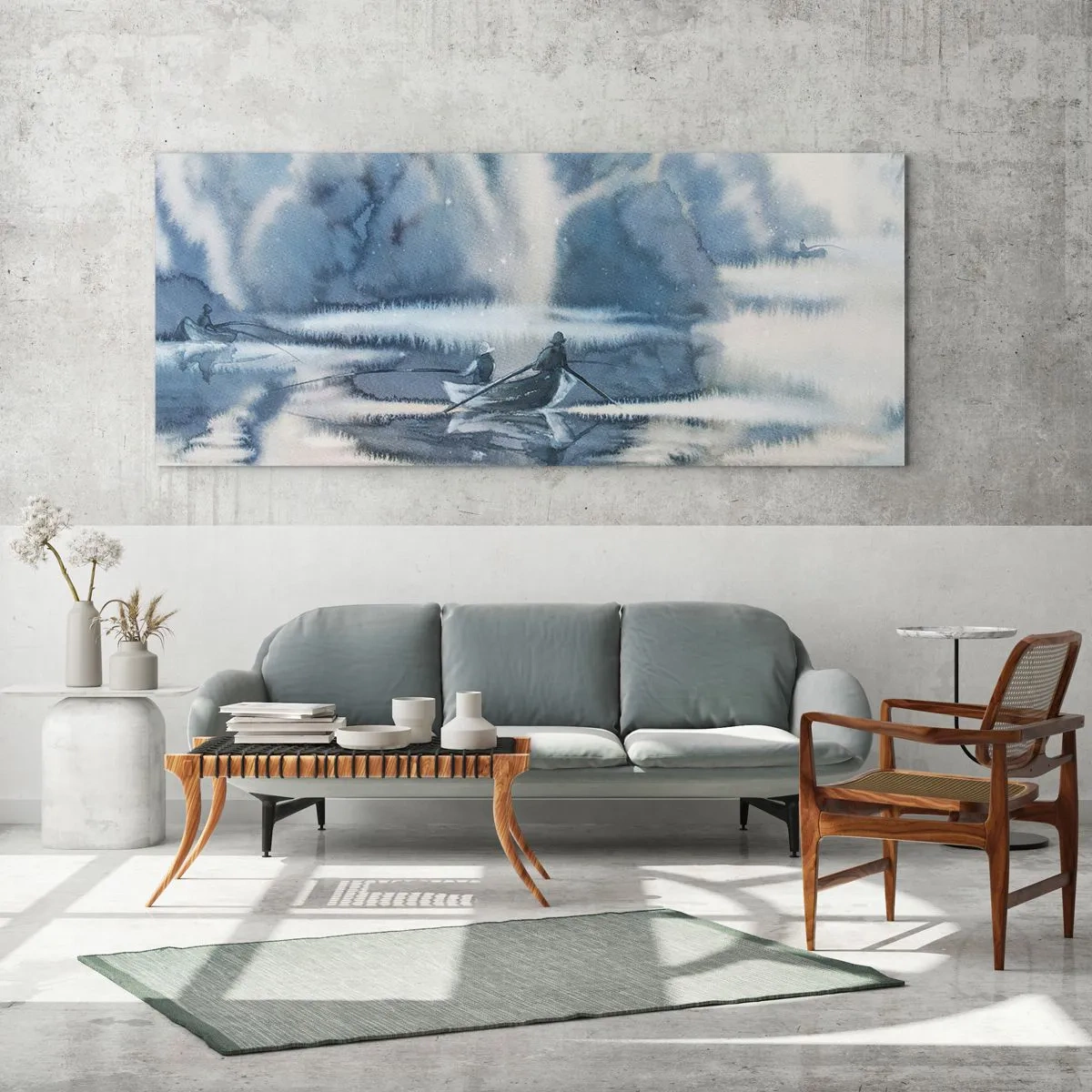 Obraz na skle - Rybári vo svojom raji - 160x50 cm