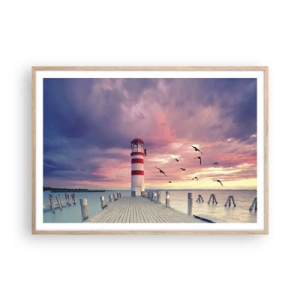 Plagát v ráme zo svetlého duba - Čas ísť do prístavu - 100x70 cm