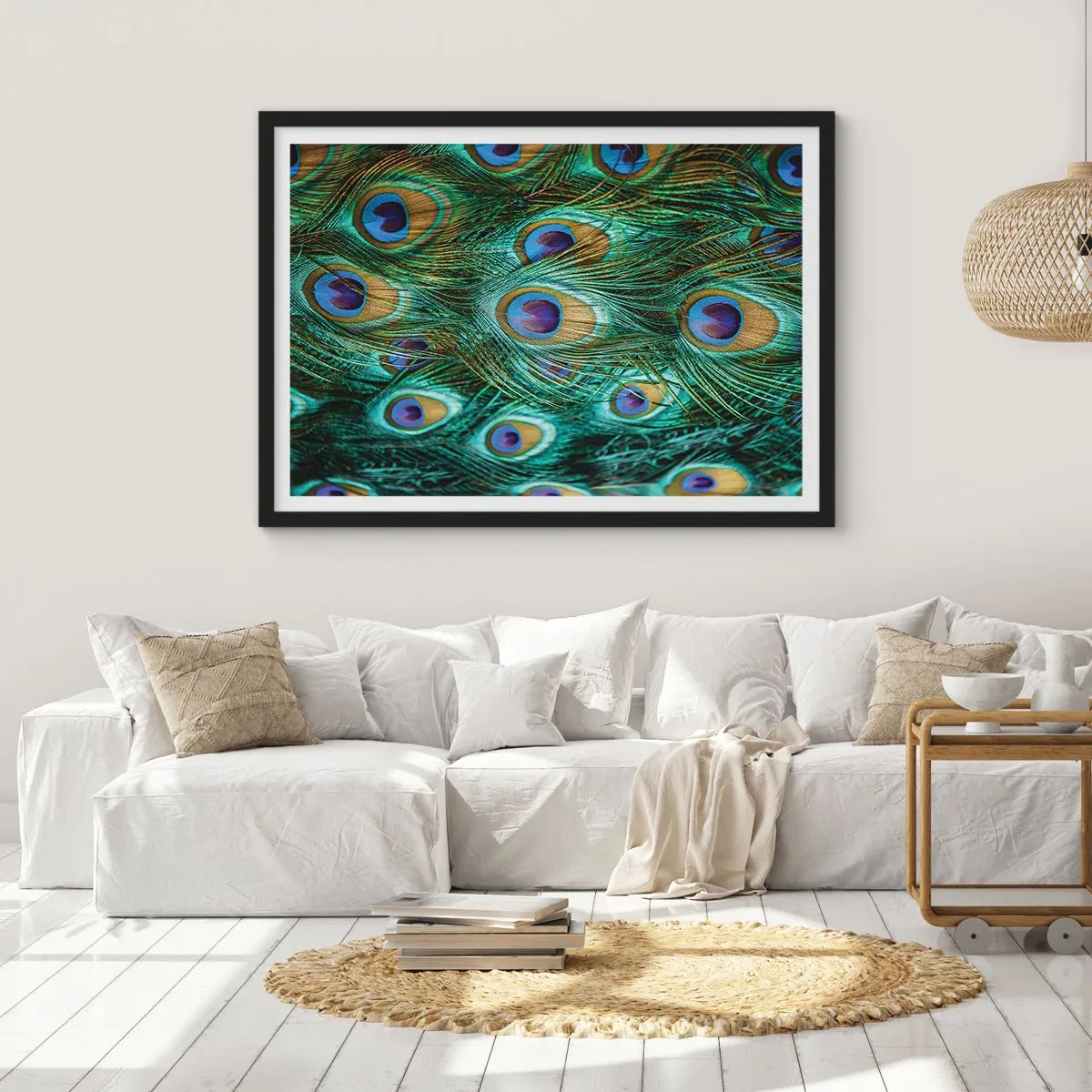 Plagát v čiernom ráme - Páví pohľad - 70x50 cm