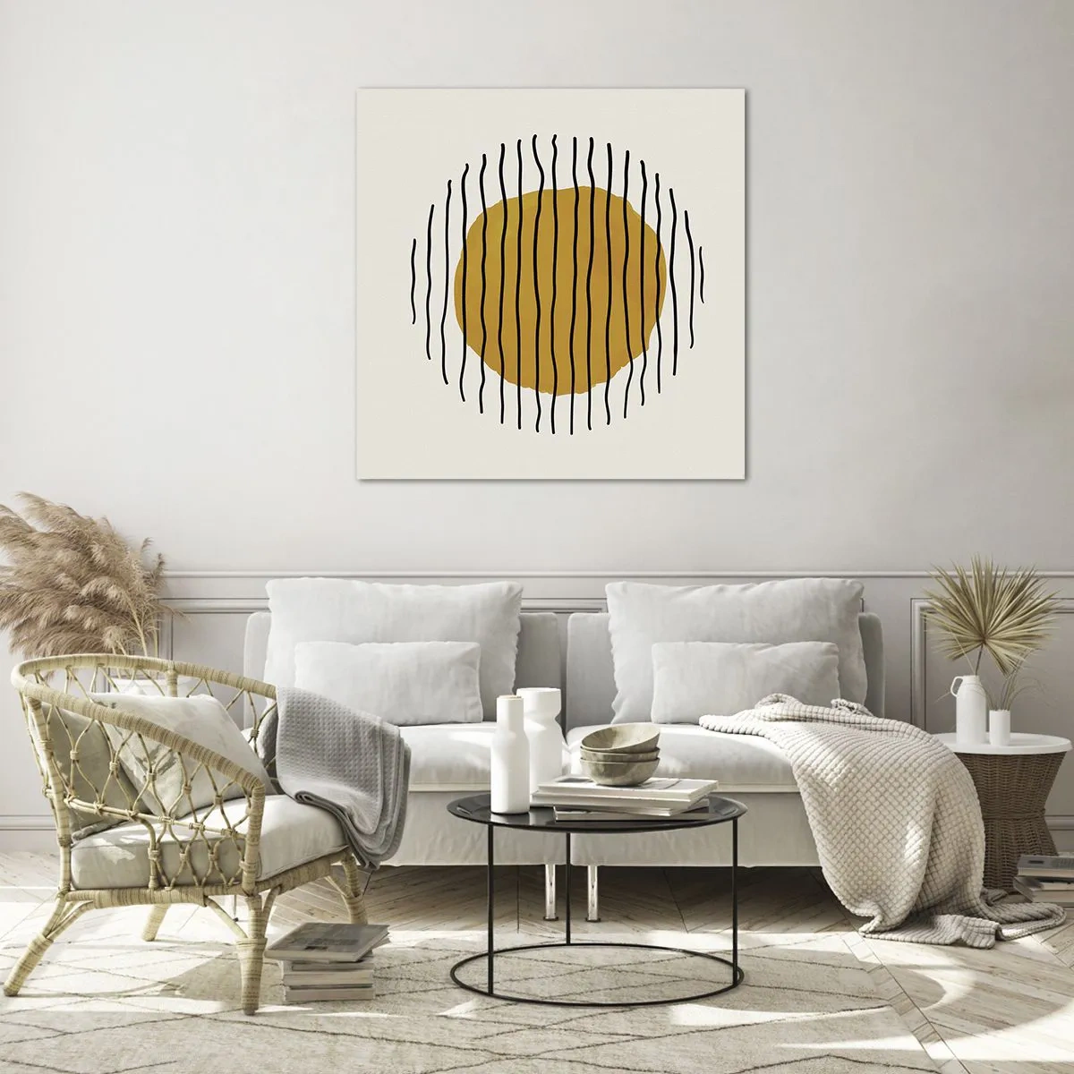 Obraz na skle - Abstrakcia kmitajúca žiarom - 50x50 cm