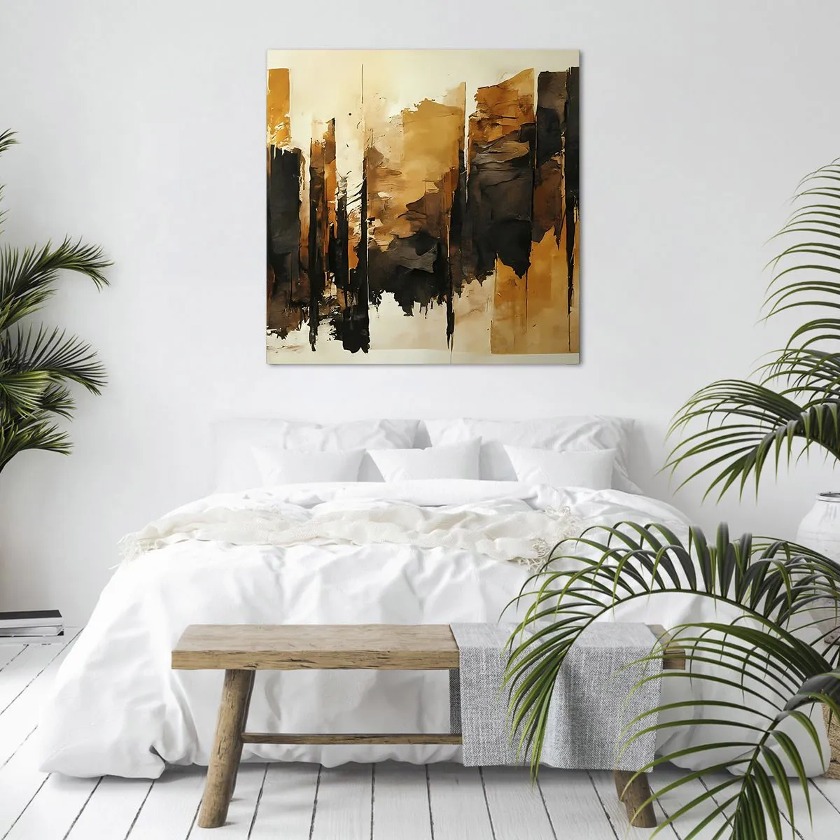 Obraz na plátne - Harmónia čiernej a zlatej - 60x60 cm