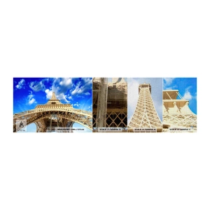 Vzorka fototapety Premium Canvas - Dosiahnuť na oblohu a mraky - Mesto, Paríž, Eiffelova veža - 100x30 cm
