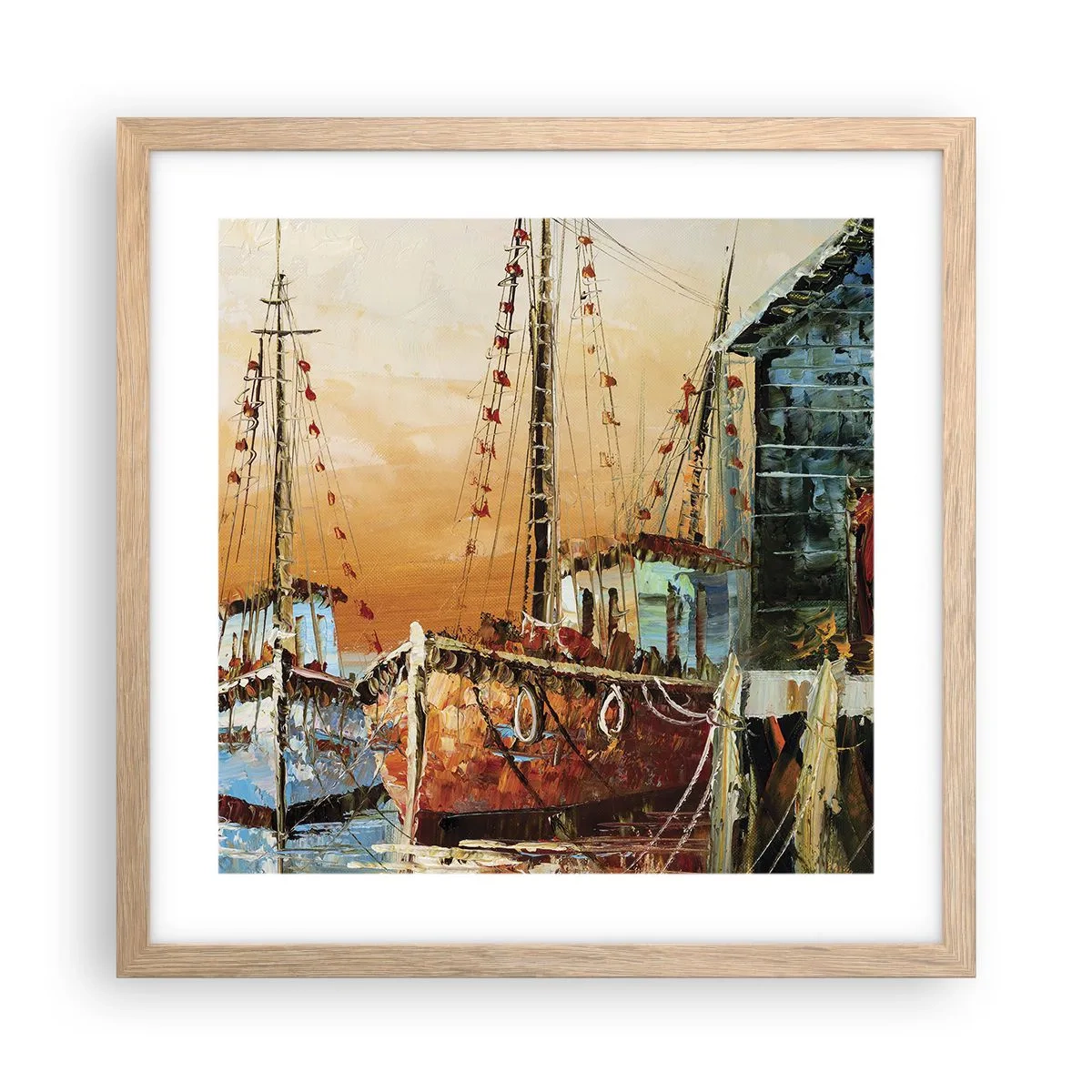 Plagát v ráme zo svetlého duba - Pokojný návrat - 40x40 cm