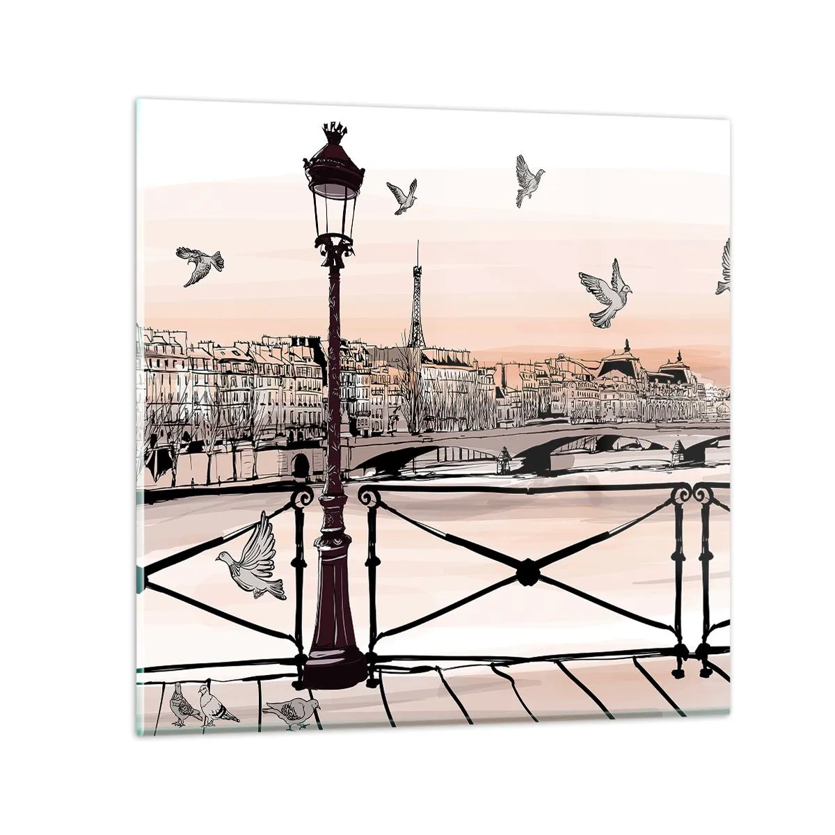 Obraz na skle - Nad strechami Paríža - 30x30 cm
