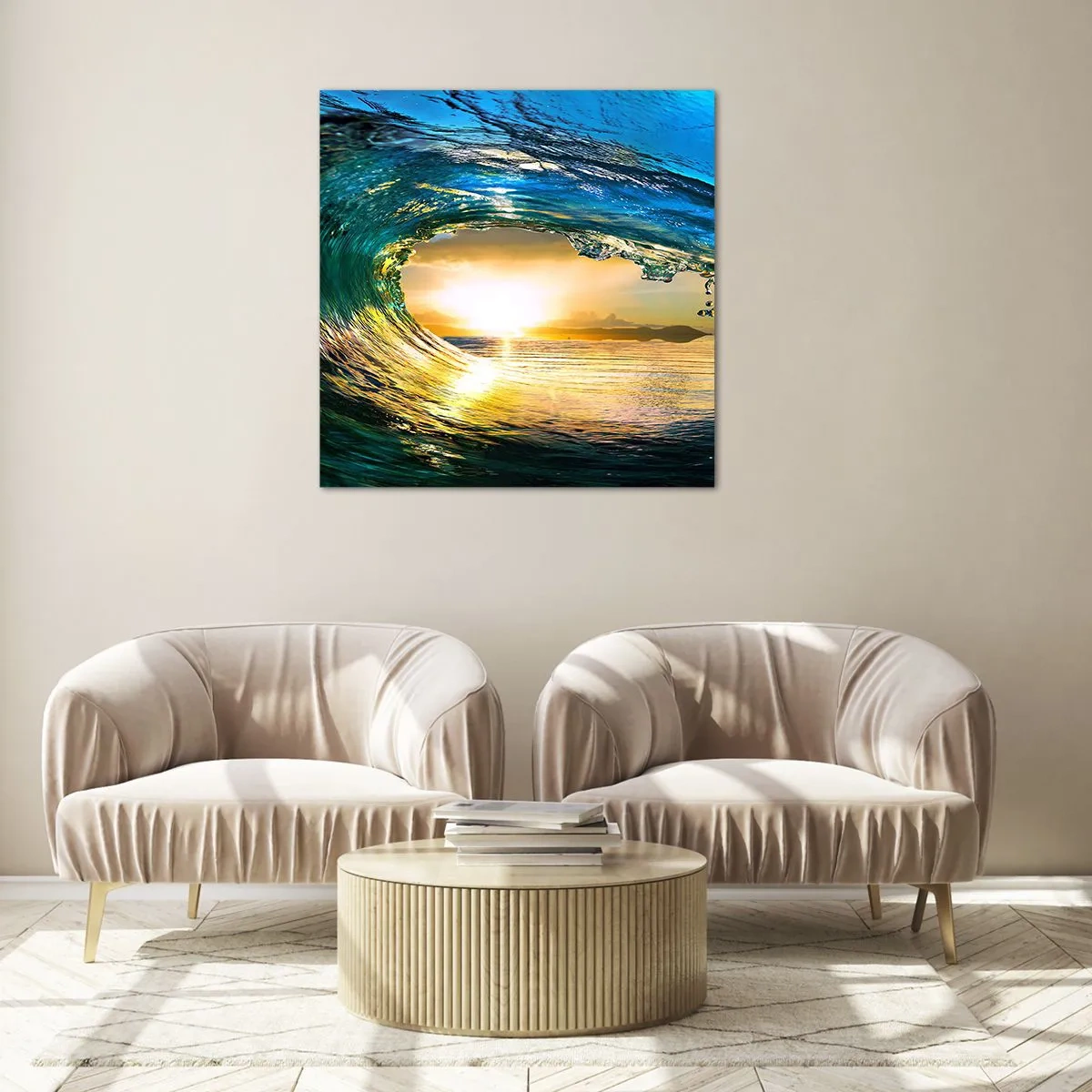 Obraz na skle - V smaragdovo-zlatom krištáli - 40x40 cm