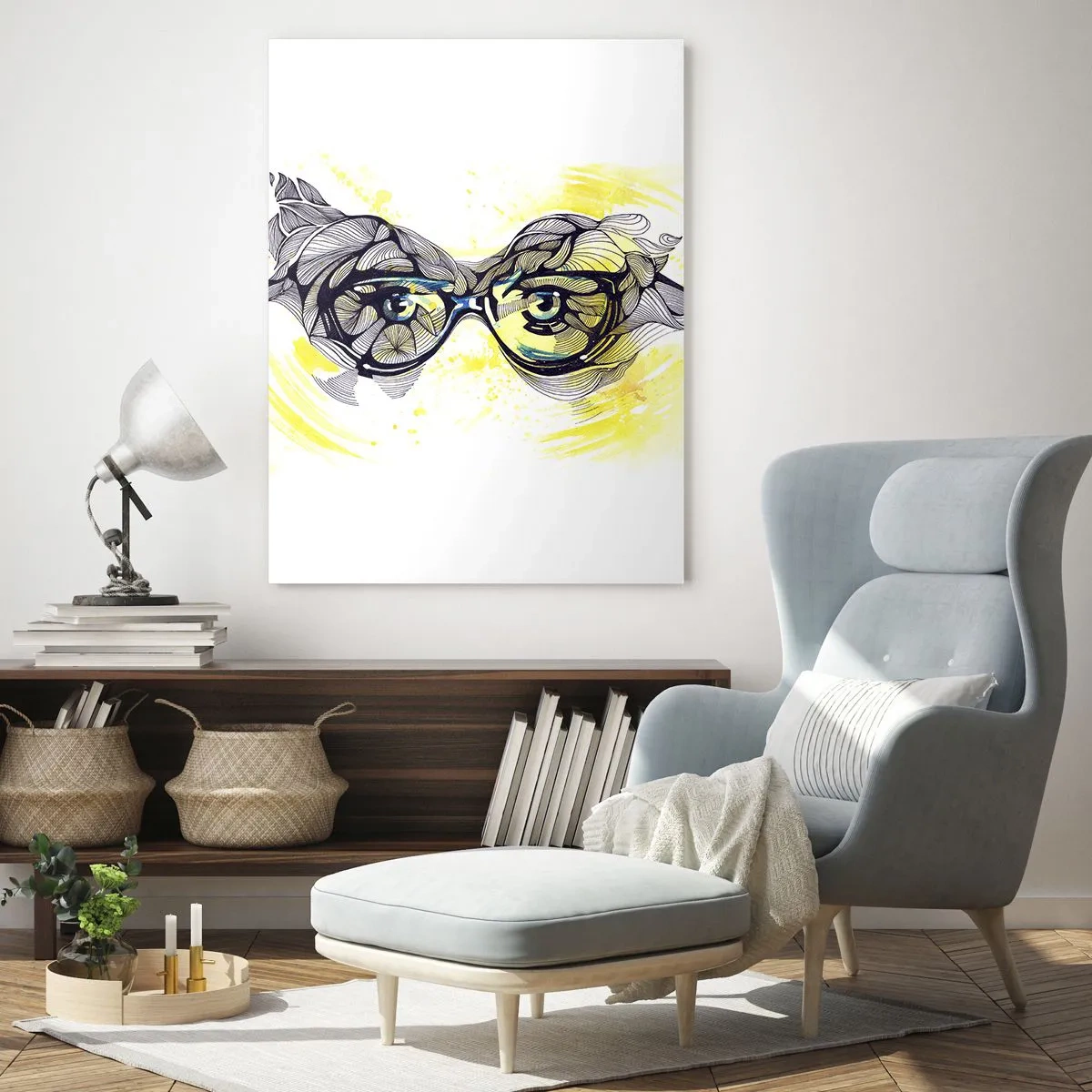 Obraz na skle - Cez modré okuliare - 50x70 cm