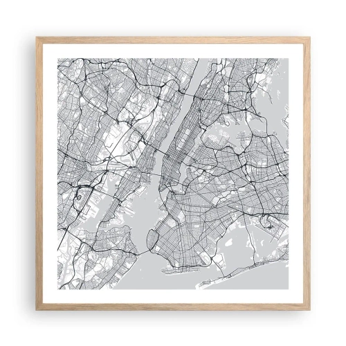 Plagát v ráme zo svetlého duba - Anatómia metropoly - 60x60 cm