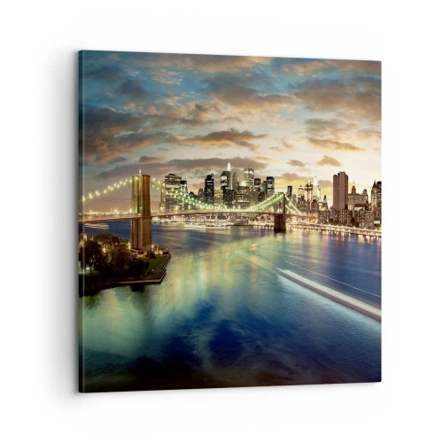 Obraz na plátne - Žiarivý večer nad Manhattanom - 60x60 cm