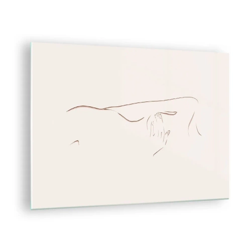 Obraz na skle - Abstraktná línia zobrazujúca obrys tela v jemnom, minimalistickom štýle. - 70x50cm - Tvar túžby - Moderná nástenná dekorácia do obývacej izby a spálne ARTTOR