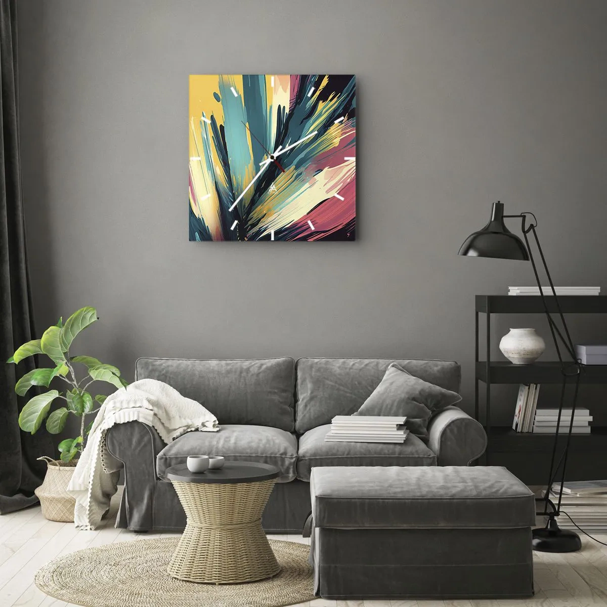 Nástenné hodiny - Kompozícia – explózia radosti - 40x40 cm
