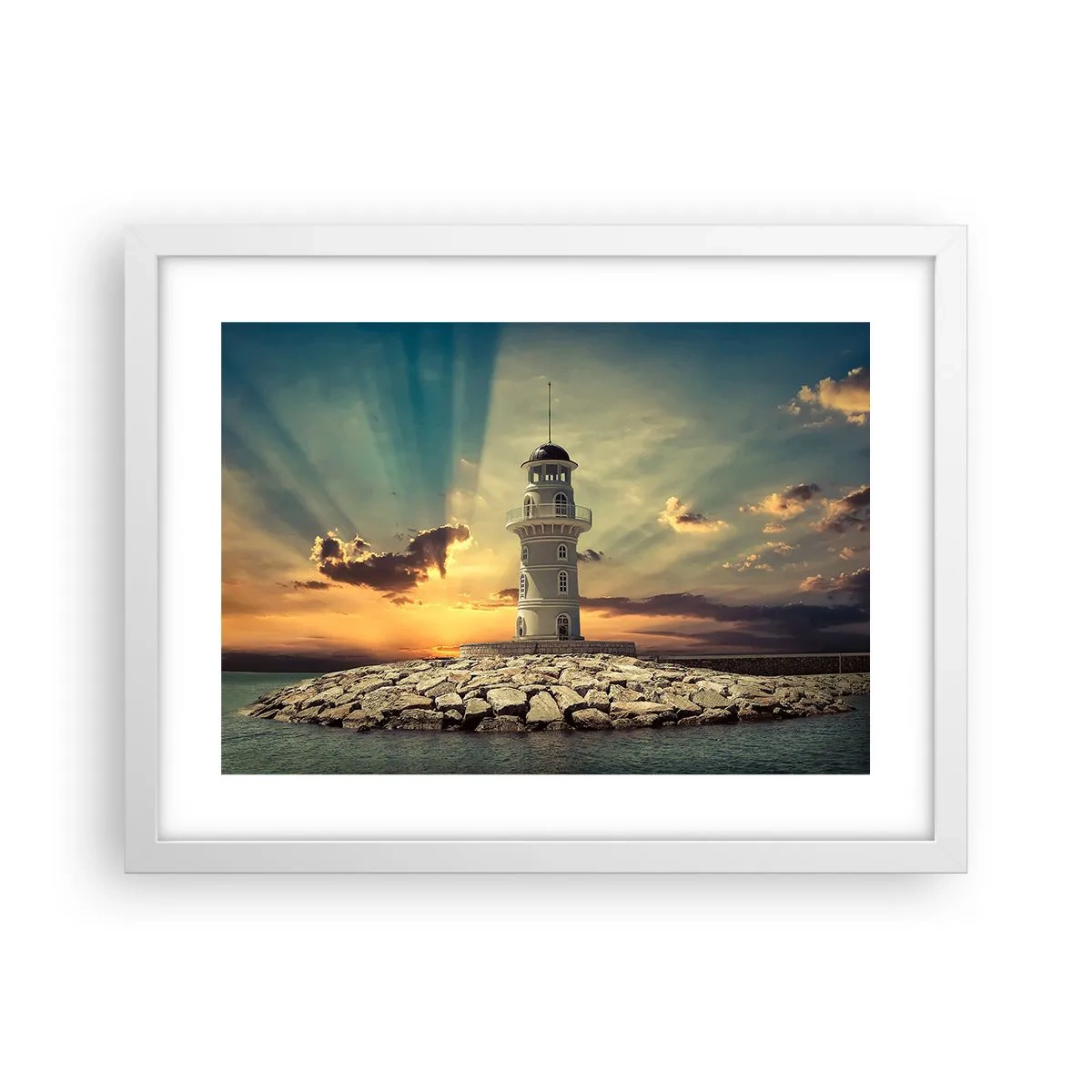 Plagát v bielom ráme - Svetlo - Dobro - Krása - 40x30 cm