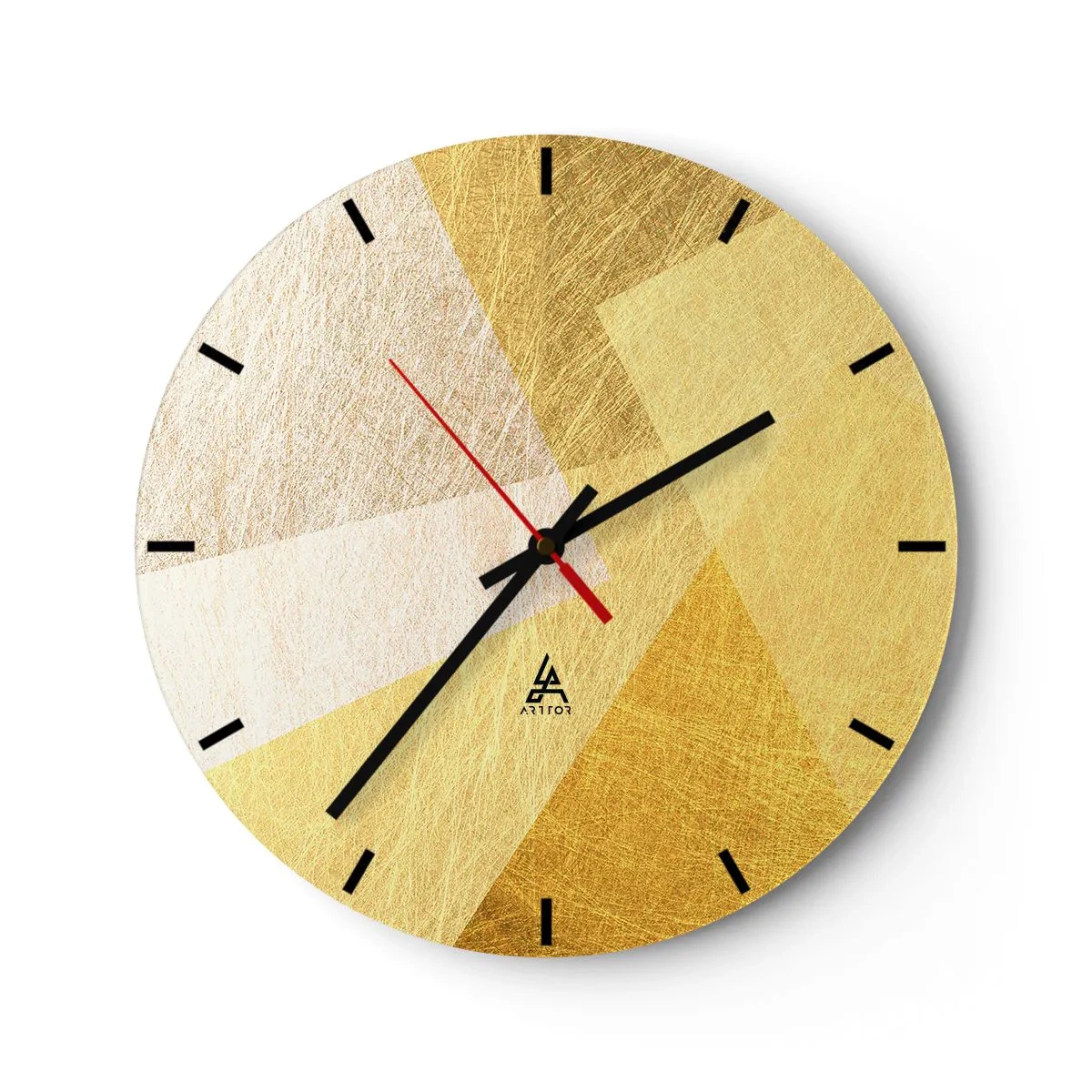 Nástenné hodiny - Zlaté geometrické tvary v modernej kompozícii - 30x30cm - Počasie geometrie - Moderná nástenná dekorácia do obývacej izby, kuchyne a spálne ARTTOR