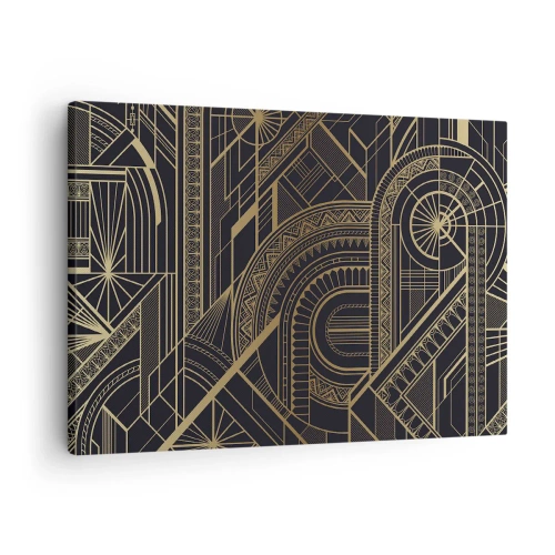 Obraz na plátne - Zlaté geometrické vzory na čiernom pozadí v štýle Art Deco - 70x50cm - Koncepty, nápady, plány - Moderná nástenná dekorácia do obývacej izby a spálne ARTTOR