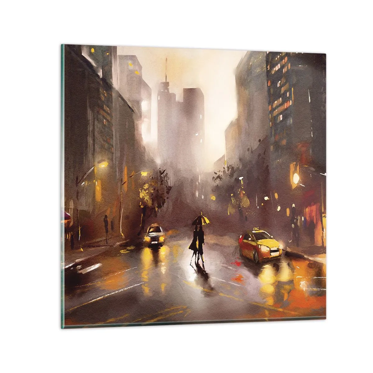Obraz na skle - Vo svetlách New Yorku - 30x30 cm