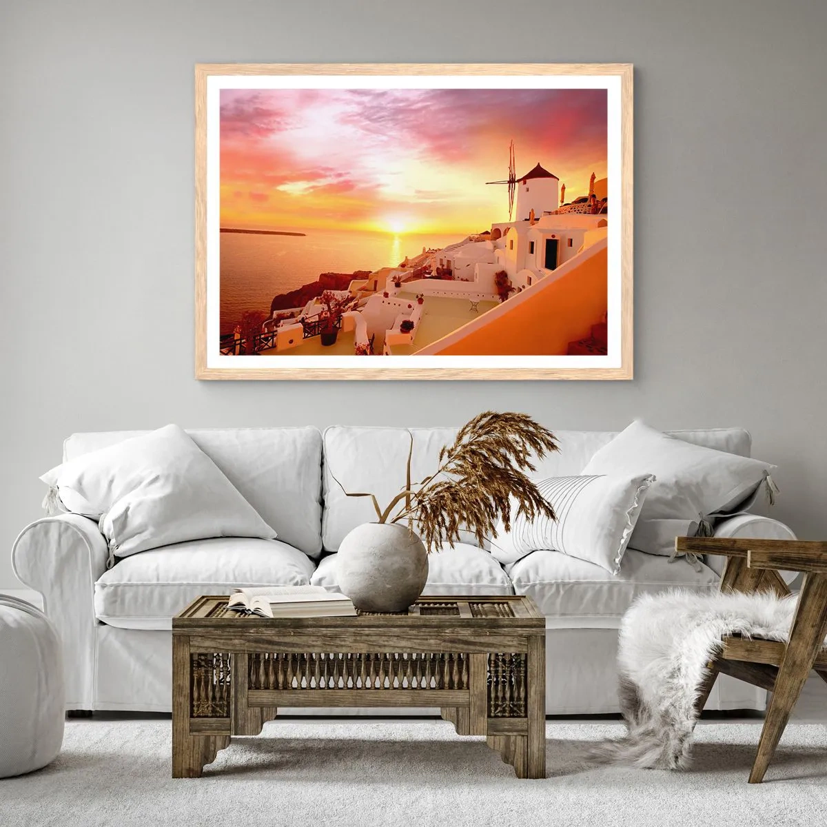 Plagát v ráme zo svetlého duba - Rozplynúť sa v bielej a zlatej - 100x70 cm