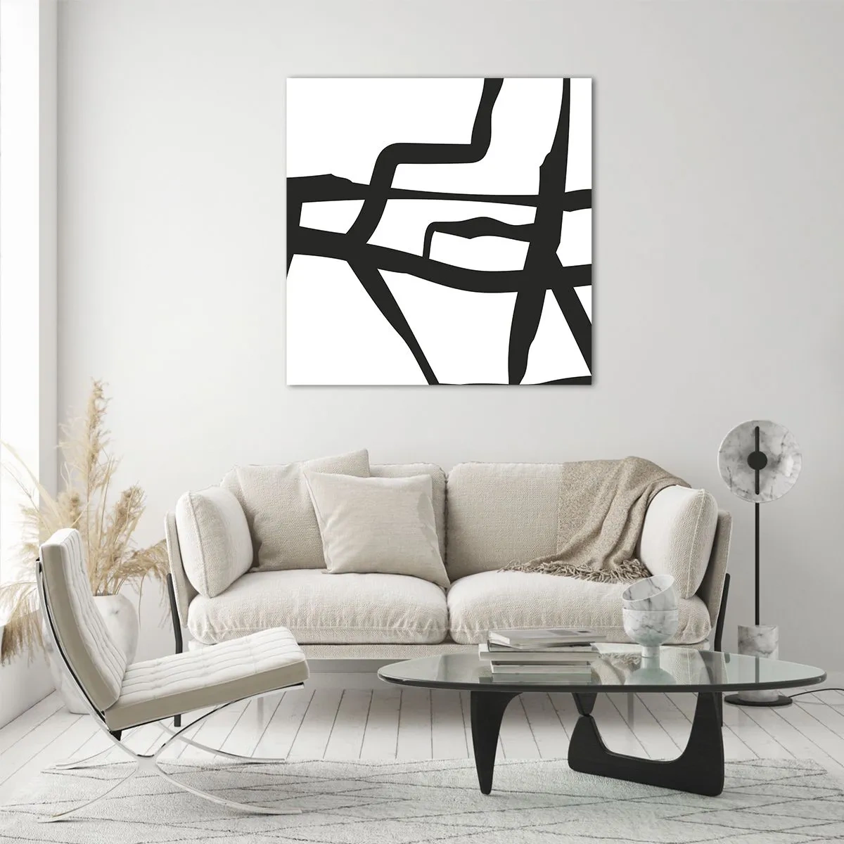 Obraz na skle - Čiernobiela konštrukcia - 70x70 cm