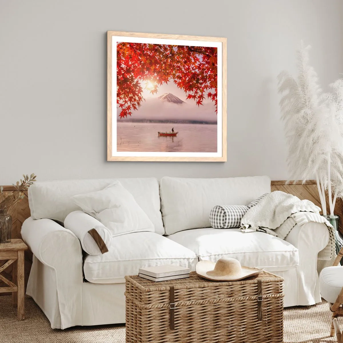 Plagát v ráme zo svetlého duba - V japonskom štýle - 30x30 cm