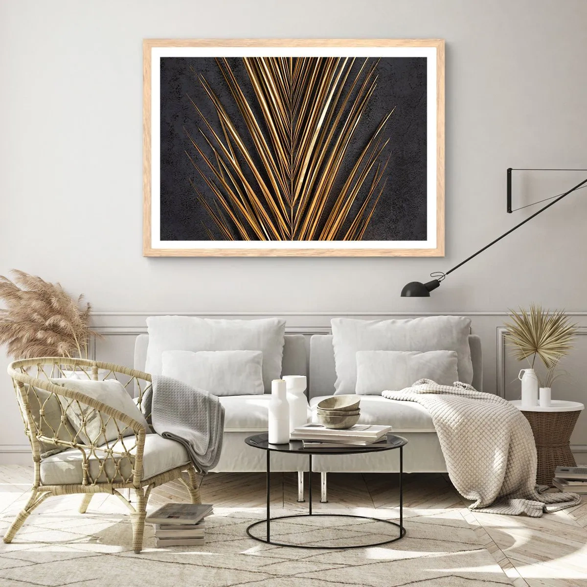 Plagát v ráme zo svetlého duba - Zlato trópov - 91x61 cm