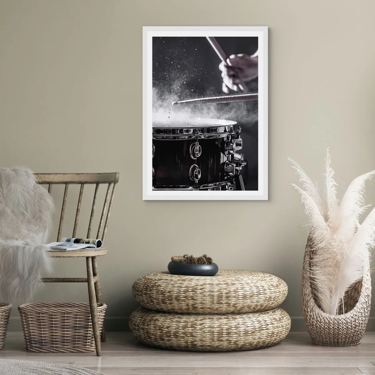 Plagát v bielom ráme - Pulz hudby - 40x50 cm