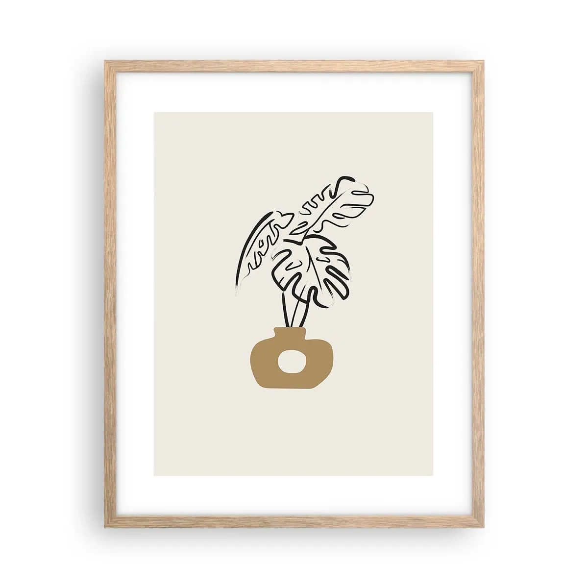 Plagát v ráme zo svetlého duba - Monstera – ozdoba pre domácnosť - 40x50 cm