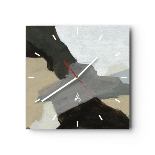 Nástenné hodiny - Abstrakcia: križovatka šedej - 30x30 cm