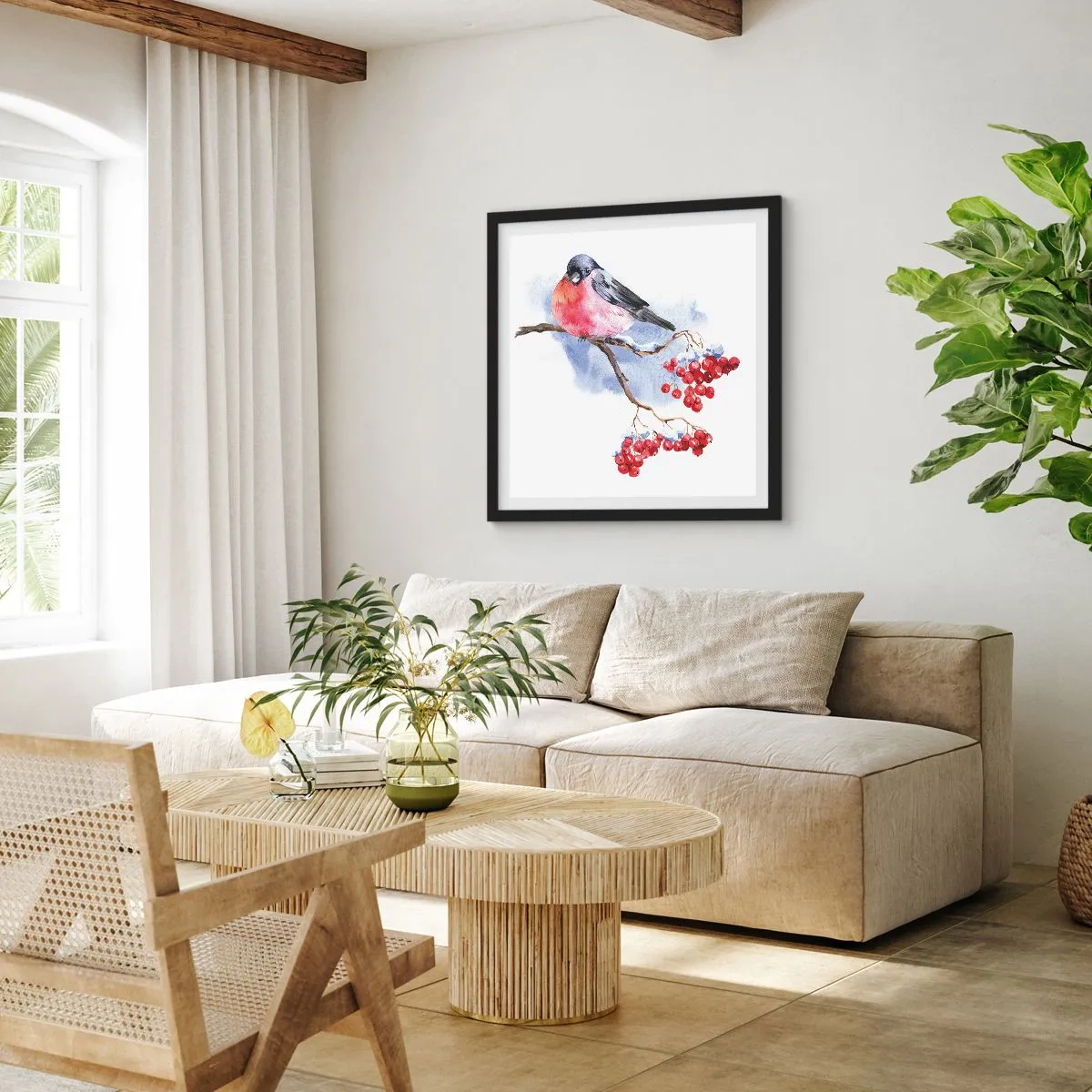 Plagát v čiernom ráme - Farebná zima - 40x40 cm