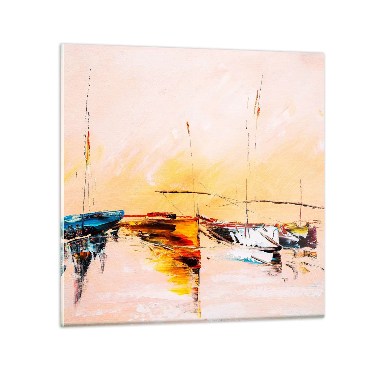 Obraz na skle - Večer v prístave - 30x30 cm