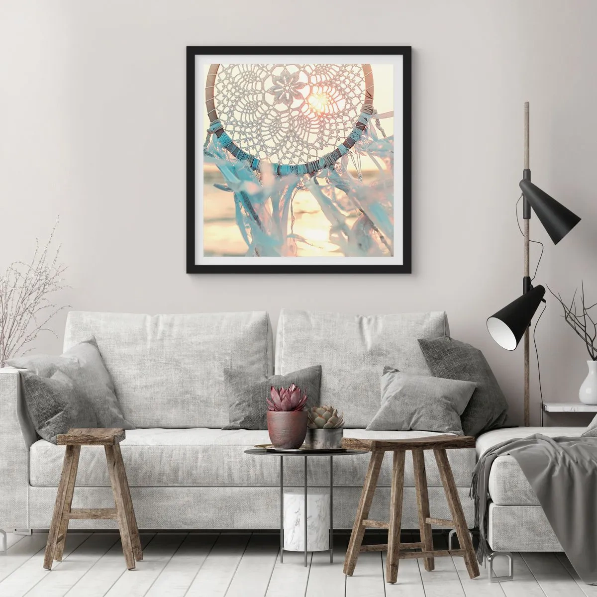 Plagát v čiernom ráme - Čipkový totem - 60x60 cm