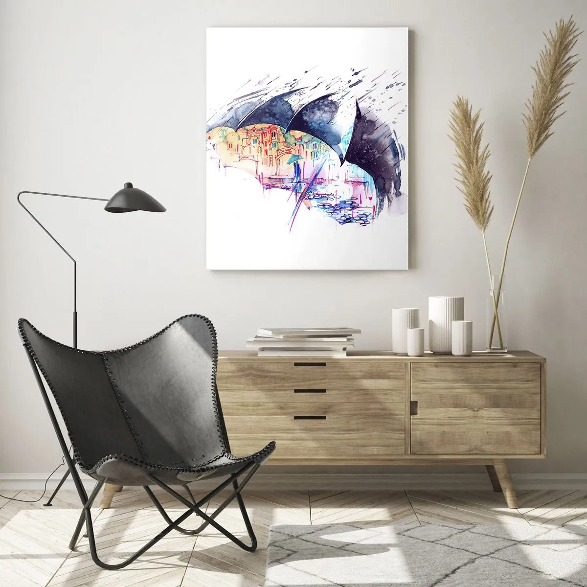 Obraz na skle - Prechádzka v daždi - 70x100 cm