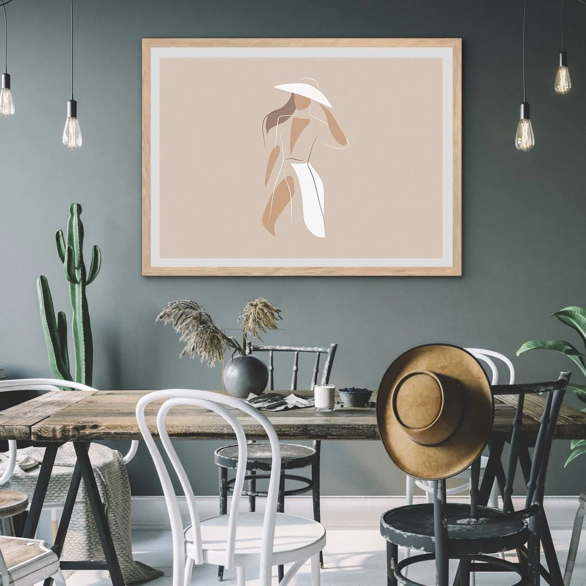 Plagát v ráme zo svetlého duba - Móda je zábava - 50x40 cm