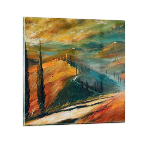 Obraz na skle - Toskánska krajina - 50x50 cm