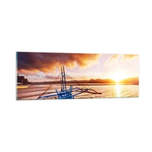 Obraz na skle - Po celom dni sa natiahnuť na piesku - 90x30 cm