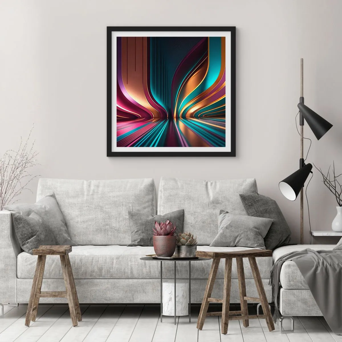 Plagát v čiernom ráme - Architektúra svetla - 30x30 cm