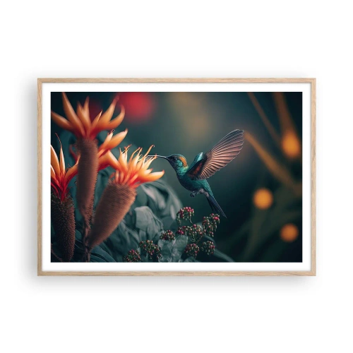 Plagát v ráme zo svetlého duba - Skutočne pestrý život - 100x70 cm