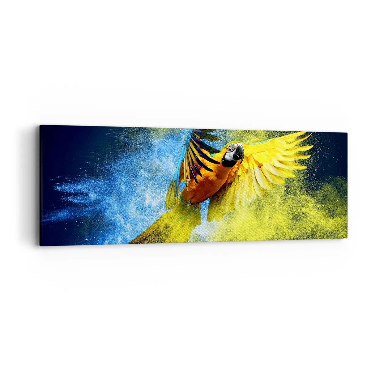 Obraz na plátne - V modro-zlatom prachu - 90x30 cm