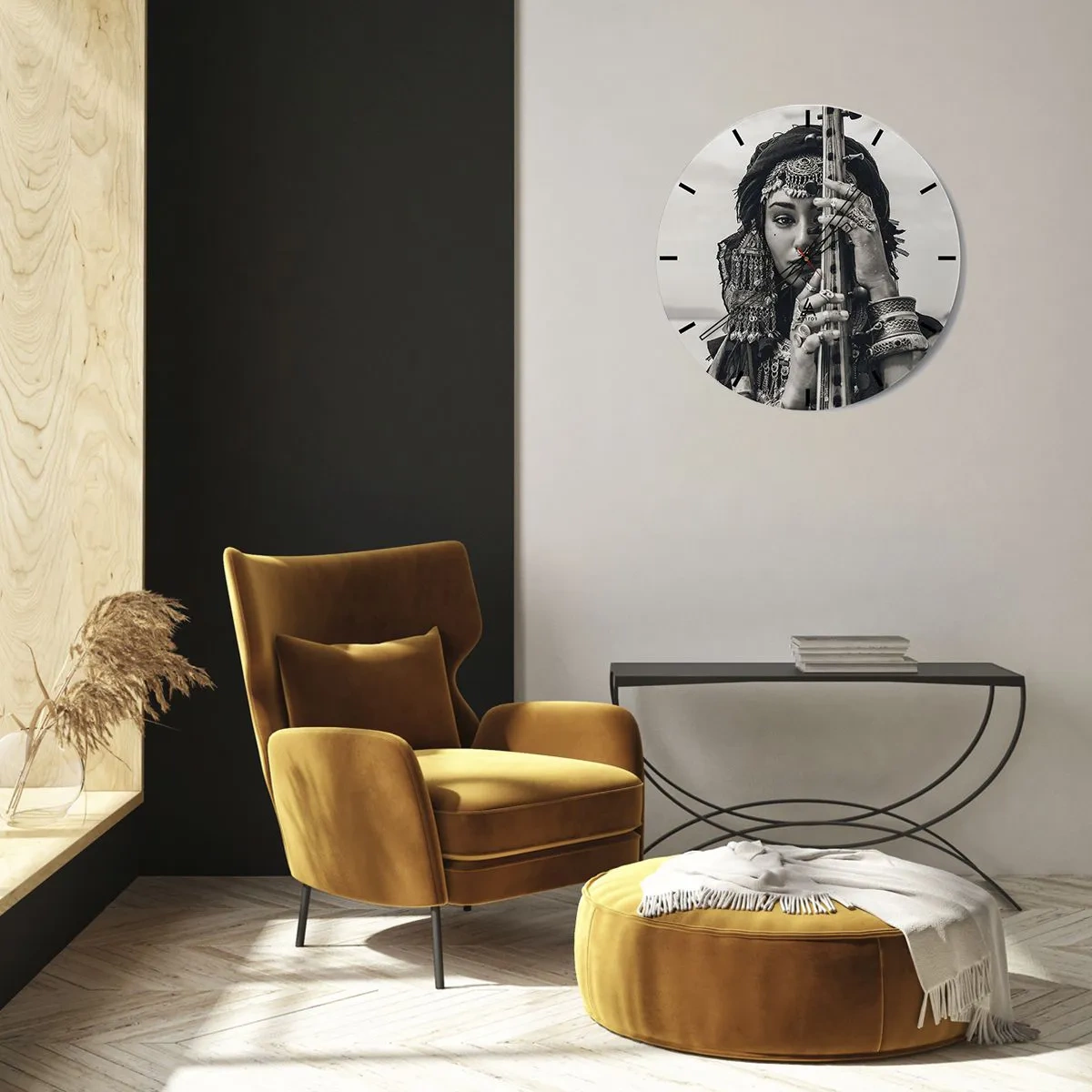 Nástenné hodiny - Dva vtáky sa schúlili na konári na ružovom pozadí - 30x30cm - Samotná hudba orientu - Moderná nástenná dekorácia do obývacej izby, kuchyne a spálne ARTTOR