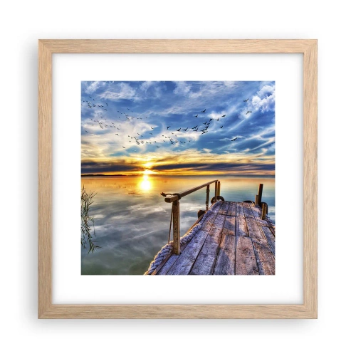 Plagát v ráme zo svetlého duba - Vietor ide odpočívať - 30x30 cm