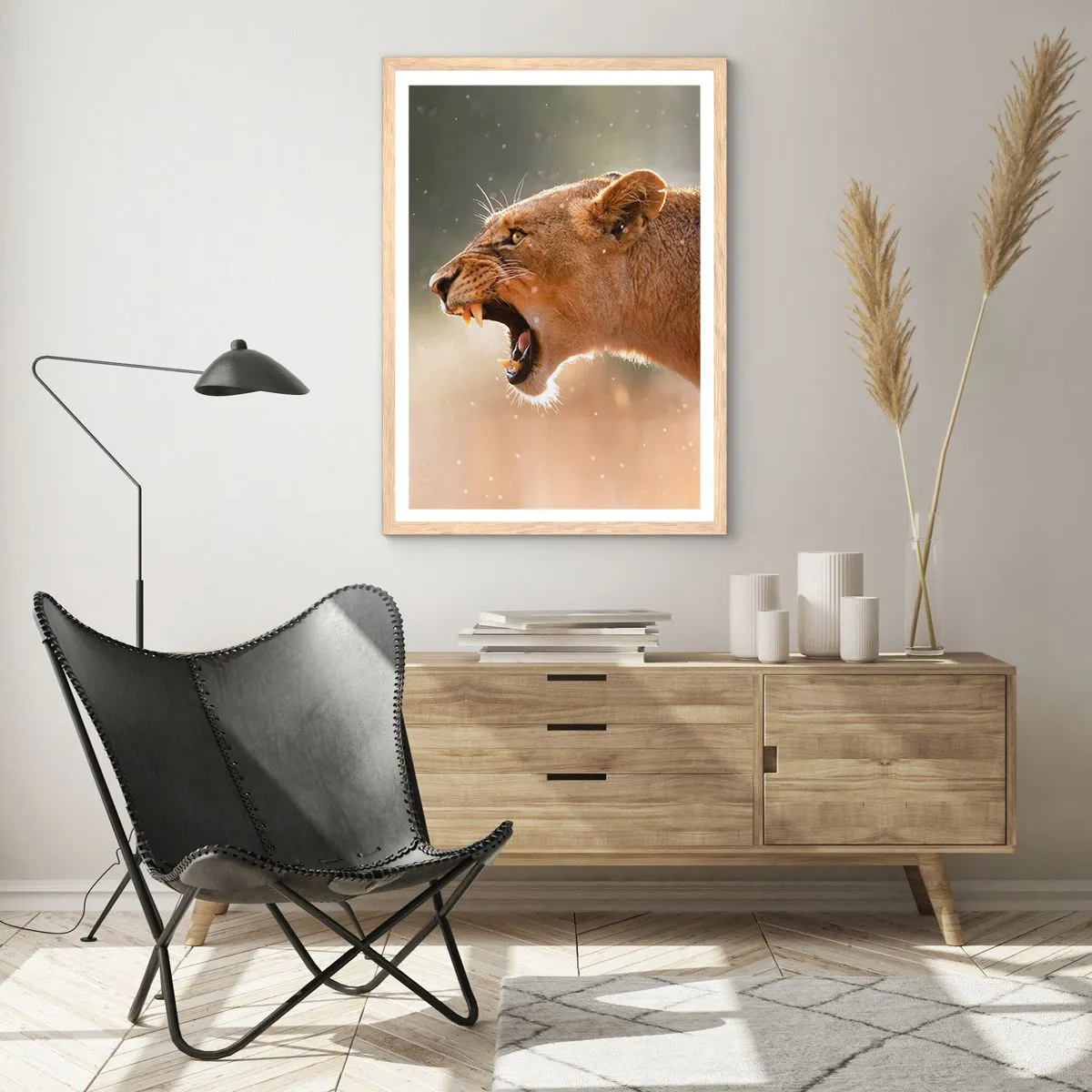 Plagát v ráme zo svetlého duba - Snaž sa nepočúvať - 50x70 cm