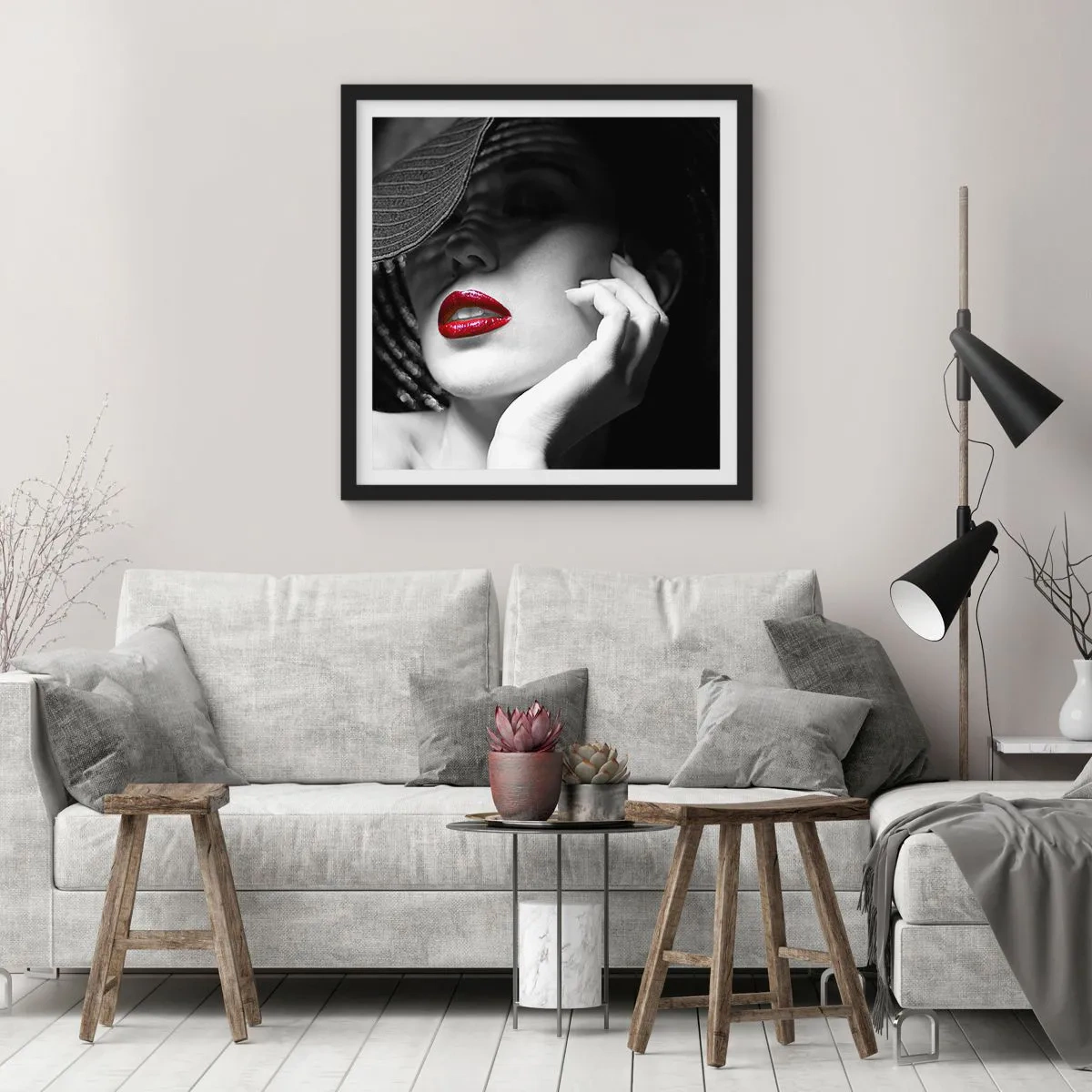 Plagát v čiernom ráme - Štúdia v šarlátovej - 50x50 cm