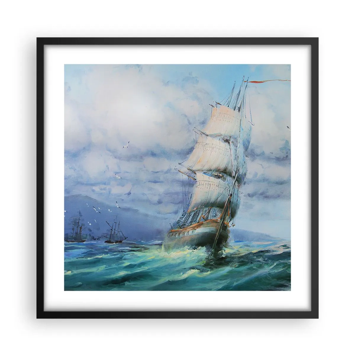 Plagát v čiernom ráme - Šťastnú cestu - 50x50 cm