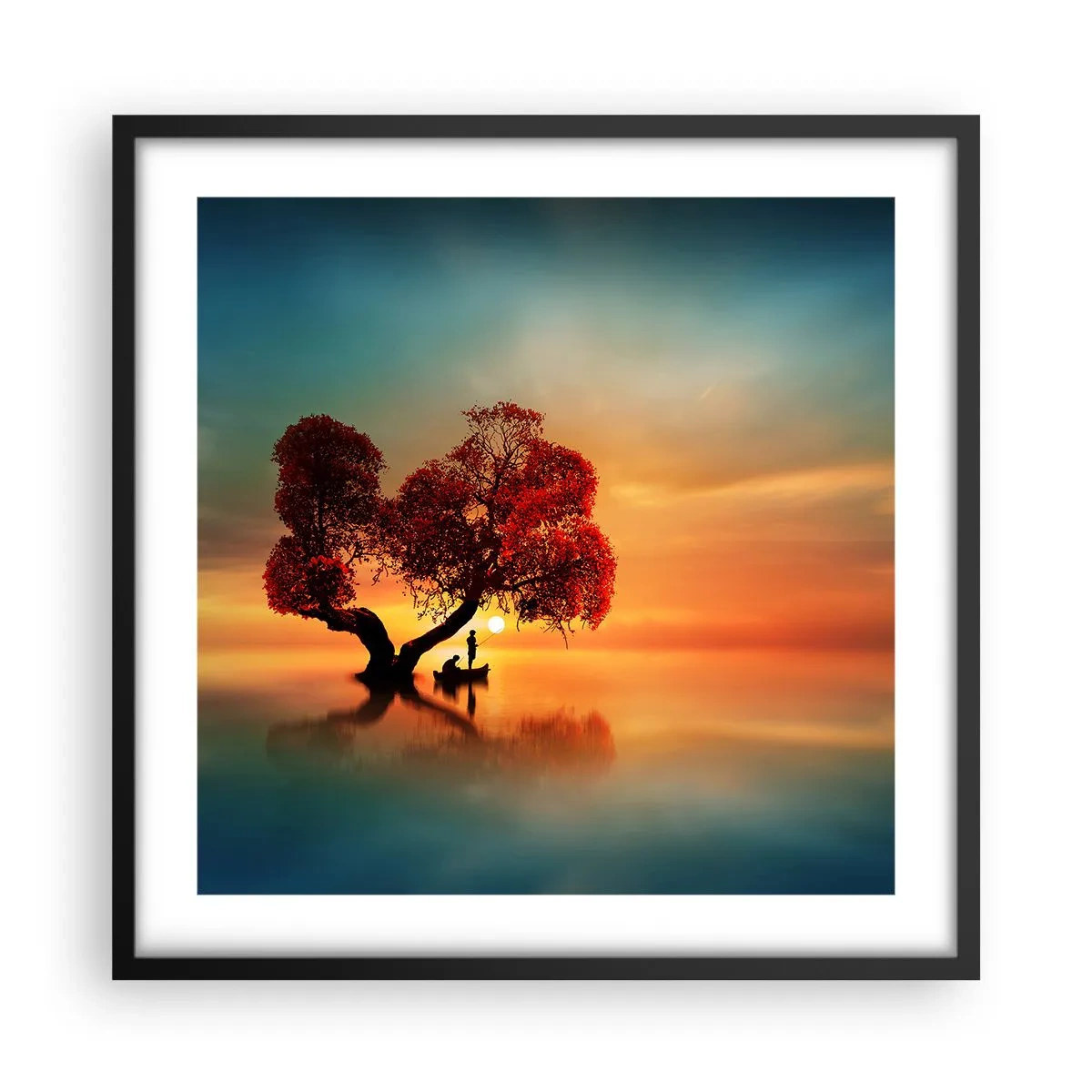 Plagát v čiernom ráme - Voda a ticho vesmíru - 50x50 cm