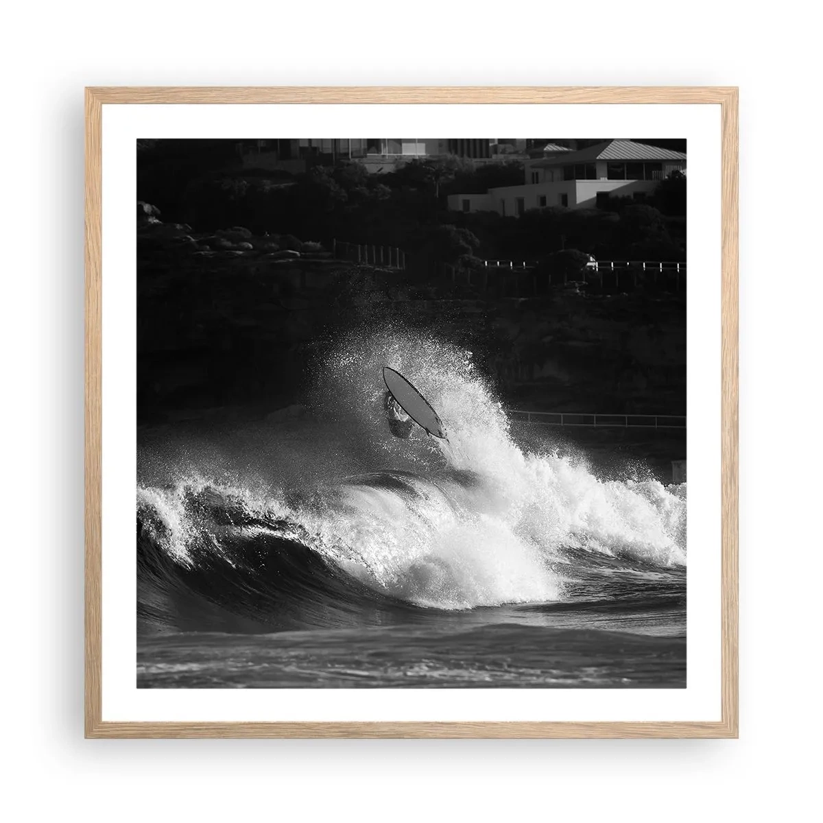 Plagát v ráme zo svetlého duba - Výzva prijatá! - 60x60 cm