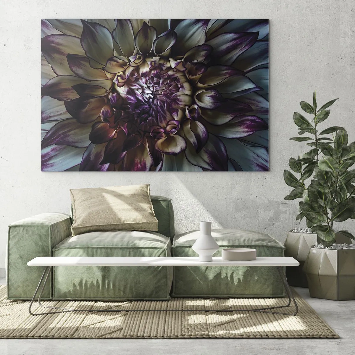 Obraz na skle - Detailný záber kvetu v tmavej farebnej palete - 70x50cm - Rozkvet mladosti - Moderná nástenná dekorácia do obývacej izby a spálne ARTTOR
