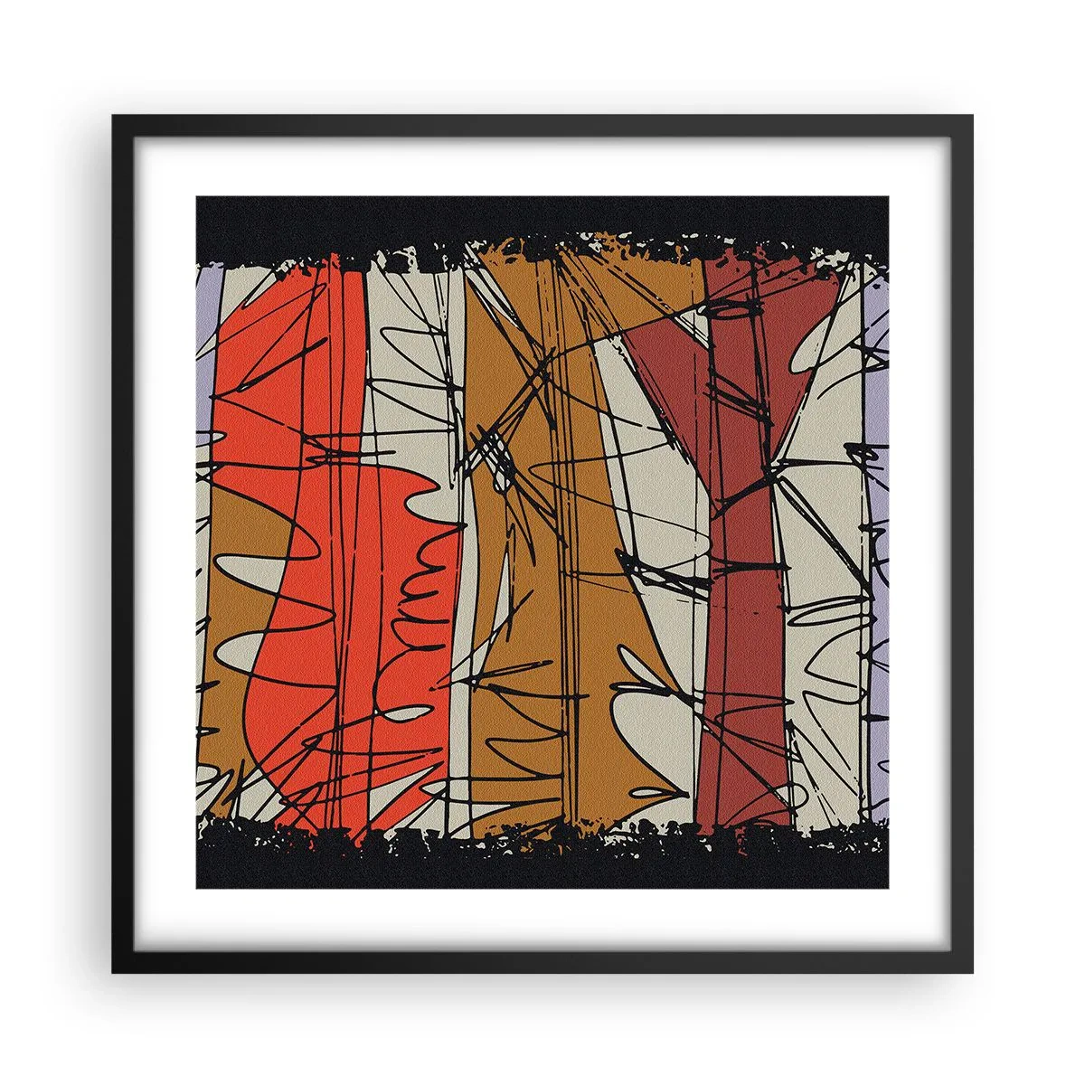 Plagát v čiernom ráme - Spontánna kompozícia - 50x50 cm