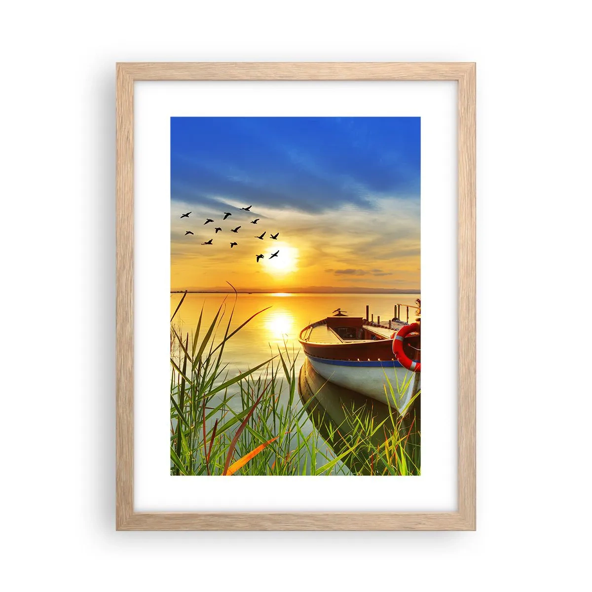 Plagát v ráme zo svetlého duba - Kormorány už odlietajú - 30x40 cm