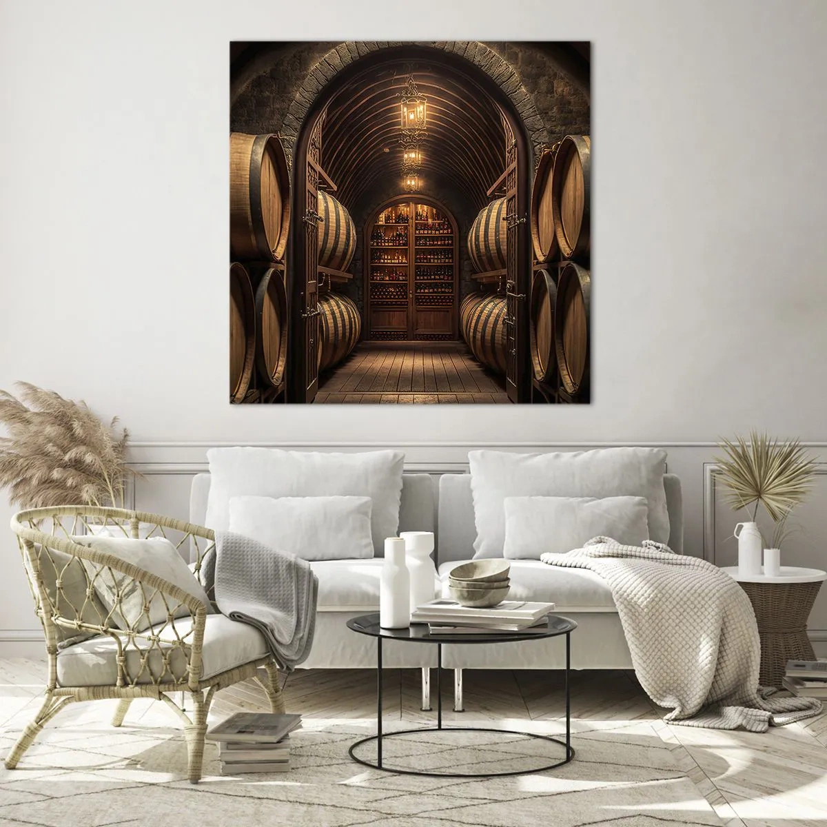 Obraz na skle - Nádherná pivnica - 70x70 cm