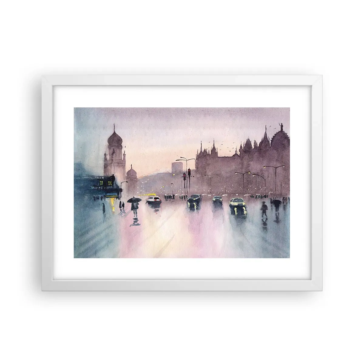 Plagát v bielom ráme - V daždivom opare - 40x30 cm